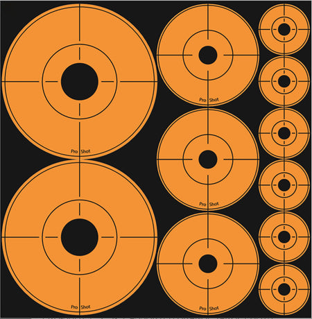 Pro-Shot ASSORTEDDOT Peel & Stick Target Dots Black/Orange 10 Pack