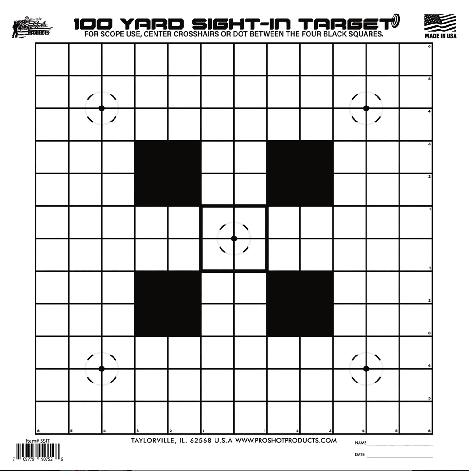 Pro-Shot SSIT12PK Sight-In Hanging Heavy Paper 100yds 14" x 14" Black/White 12 Pack