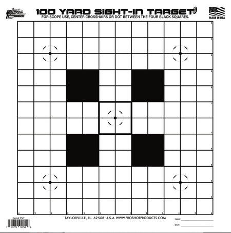 Pro-Shot SSIT12PK Sight-In Hanging Heavy Paper 100yds 14" x 14" Black/White 12 Pack