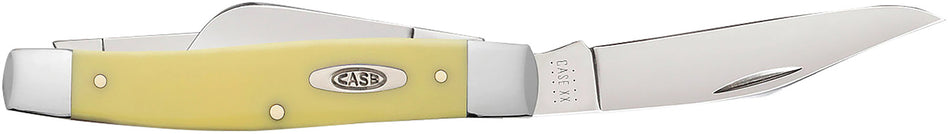 Case 00203 Stockman Large Folding Clip Point/Spey Plain Tumble Polish Carbon Steel Blade/Smooth Yellow Synthetic Handle
