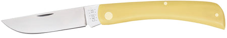 Case 00038 Sod Buster Folding Skinner Plain Tumble Polish Carbon Steel Blade/Smooth Yellow Synthetic Handle