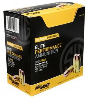 Sig Sauer 10mm Auto E10MM FMJ Training,Target 180gr FMJ Ammo