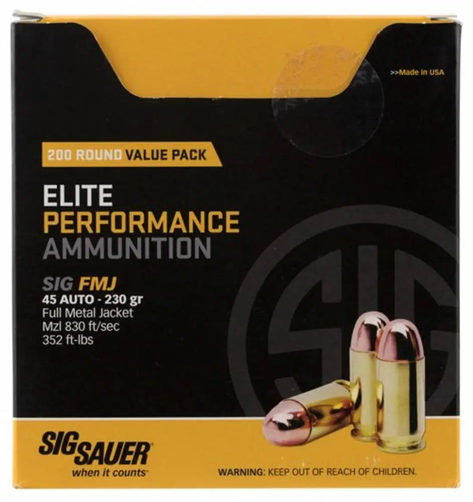 Sig Sauer .45 ACP/Auto ELITE PERFORMANCE BA FMJ FMJ Training,Target 230gr FMJ Ammo