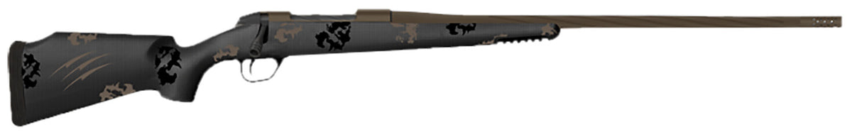 Fierce Firearms TWTROG300PRC20BT Twisted TI Rogue 300 PRC 20" Black Cerakote Steel Threaded Barrel, Black Cerakote Drilled & Tapped Titanium Receiver, LR Negative Comb Trophy Camo Carbon Fiber Stock