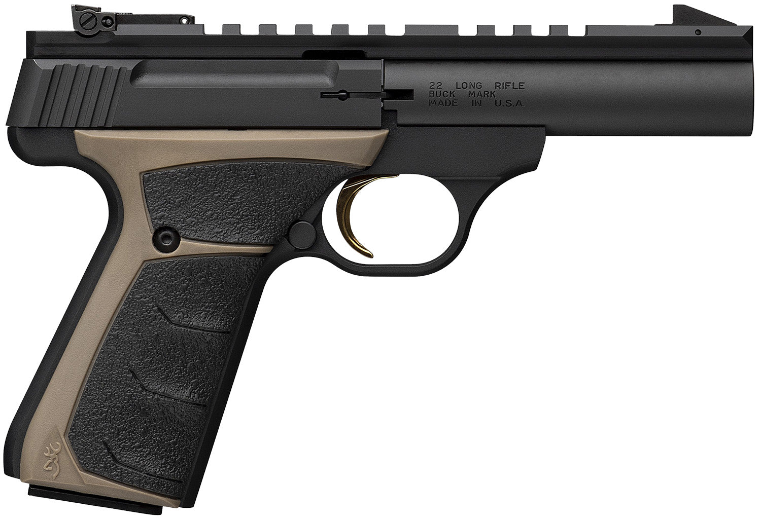 Browning 051604490 Buck Mark Field Target Micro 22 LR 10+1 4" Matte Blued Bull Barrel, Matte Black Serrated w/Picatinny Rail Slide, Matte Black Aluminum Frame, UFX Overmolded Grip