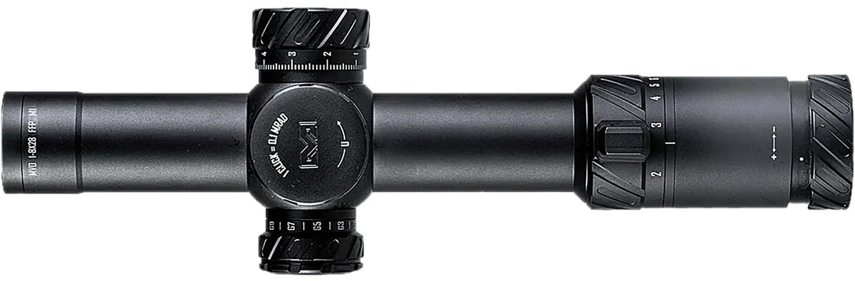 Meprolight USA 901245701 MVO Matte Black Anodized 1-8x28mm 34mm Tube, Illuminated M1 MRAD Etched Green/Red Reticle