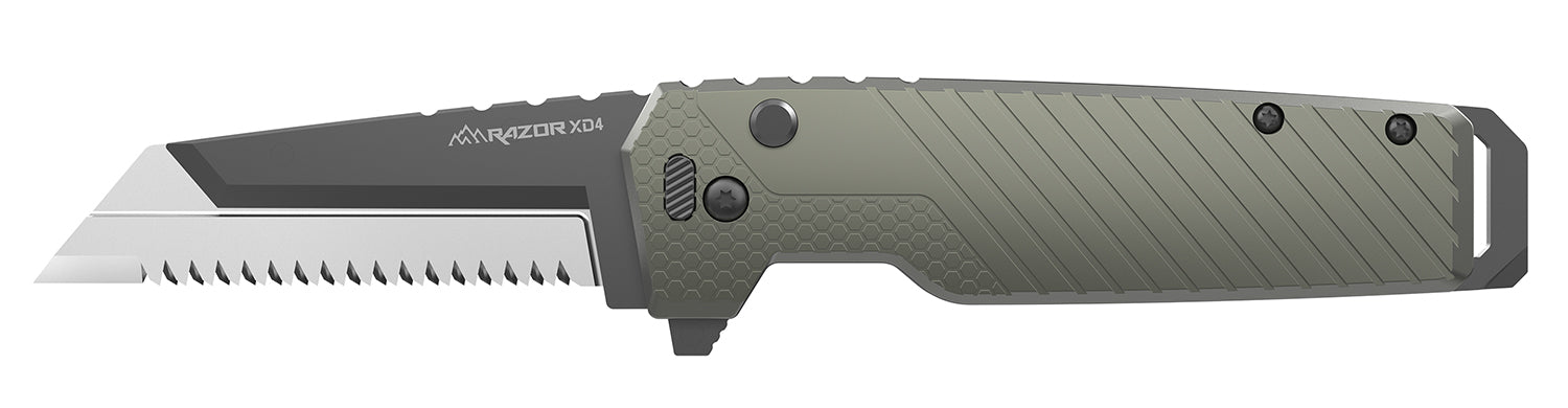 Outdoor Edge XDS430AC Razor XD4 3" Folding Serrated 420J2 SS Blade Green