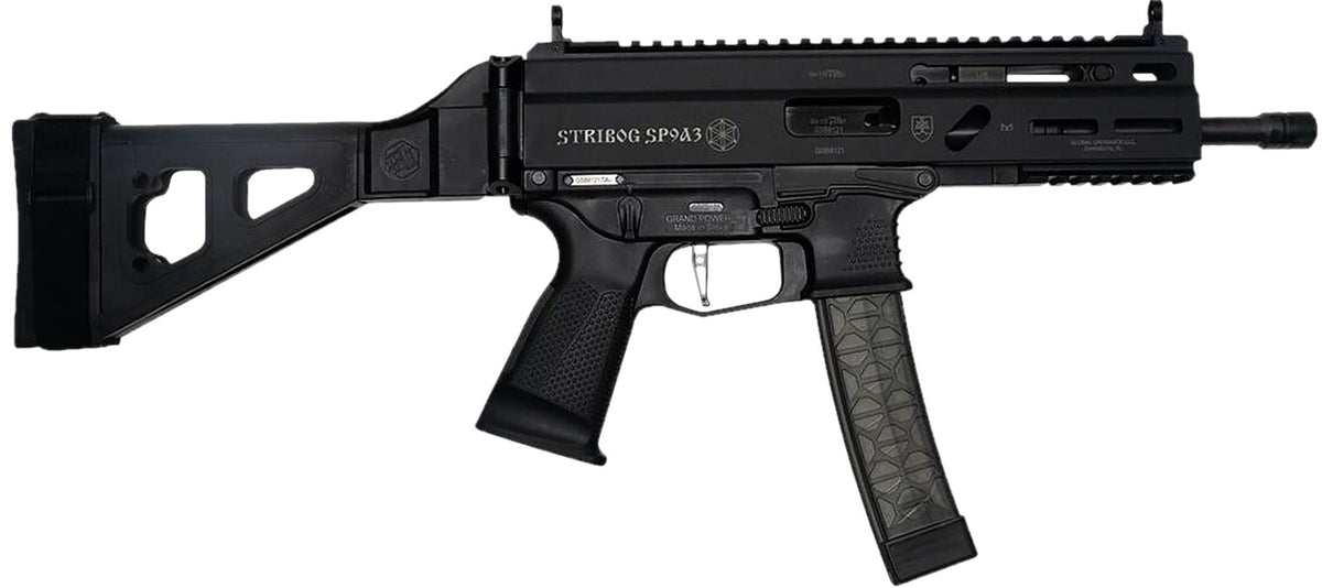 Grand Power 850003223117 Stribog SP9A3 9mm Luger 30+1 Black SB Tactical Brace