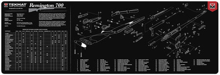 TekMat TEKR36REM700 Remington 700 Cleaning Mat Black/White Rubber 12"x36" Remington 700 Parts Diagram