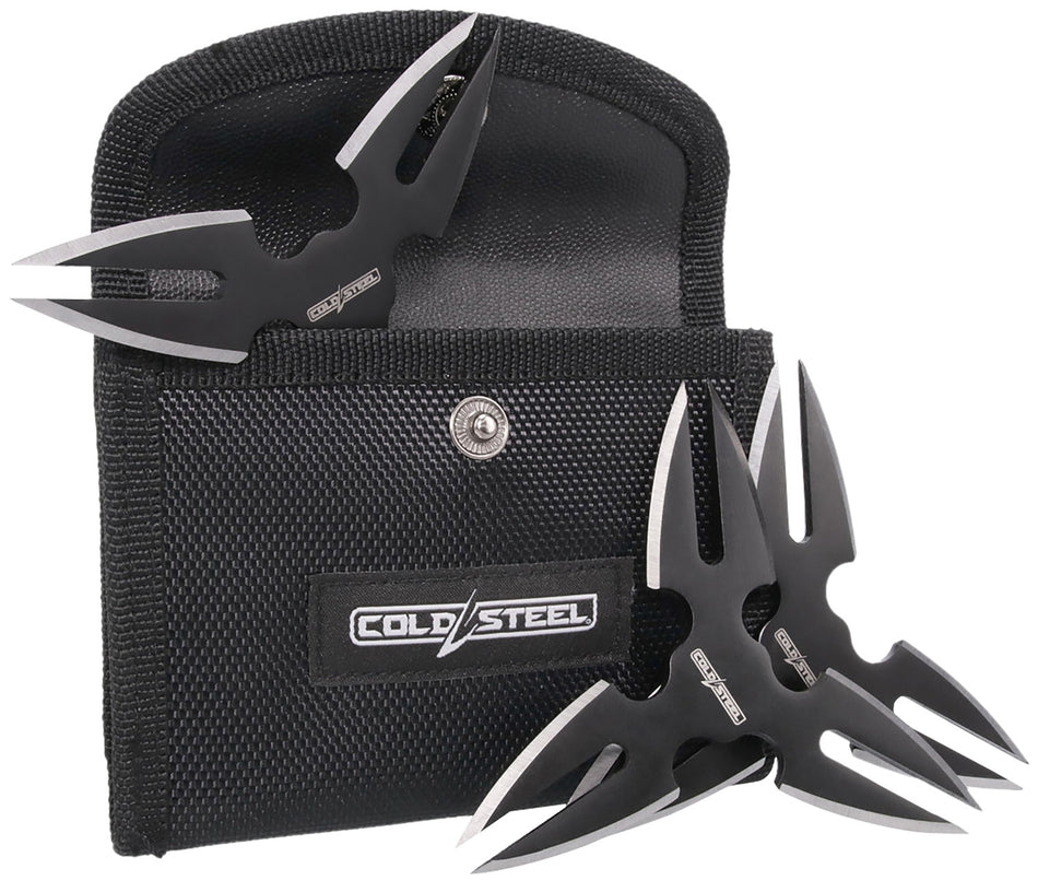 Cold Steel CSTH15STR3PK Throwing Stars Three 1.50" Black Oxide 420 Stainless Steel Blades Includes Sheath