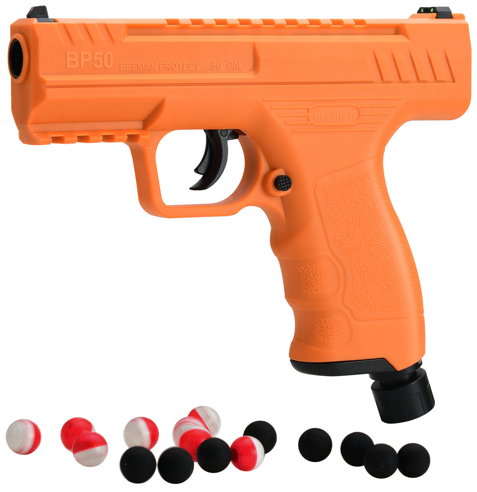 Beeman 6053 Projectile Launcher Combo Orange CO2 50 Cal, 8 Pepper Balls, 8 Steel Balls