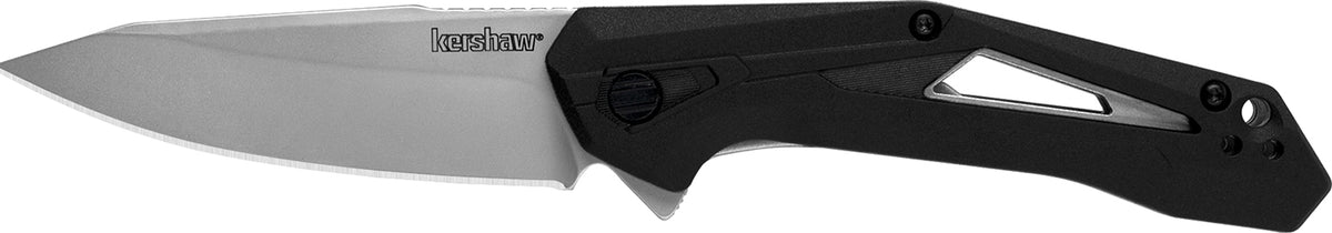 Kershaw 1385 Airlock EDC 3" Folding Drop Point Plain Bead Blasted 5Cr13MoV SS Blade, Black GFN/SS Handle