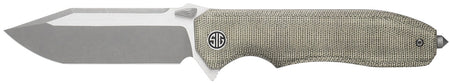 Sig Sauer Knives VA9GT Validus 3.78" Folding Modified Tanto Plain Dark Acid Stonewash/Satin M390 Steel Blade, 4.76" Green Canvas Micarta Handle