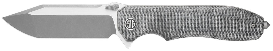 Sig Sauer Knives VA9SBT Validus 3.78" Folding Modified Tanto Plain Dark Acid Stonewash/Satin M390 Steel Blade, 4.76" Salt & Pepper Canvas Micarta Handle