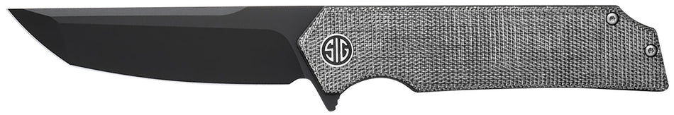 Sig Sauer Knives TS8BB Tsuru 3.30" Folding Tanto Plain Black PVD 154CM SS Blade, 4.20" Salt & Pepper Micarta Handle