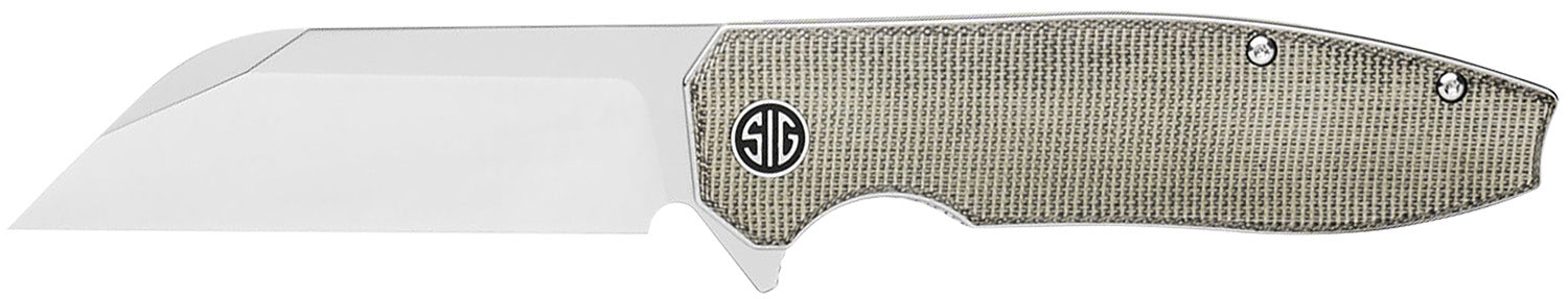 Sig Sauer Knives KA7SG Karak 3.25" Folding Wharncliffe Plain Black PVD Nitro-V Blade, 4" Green Canvas Micarta Handle