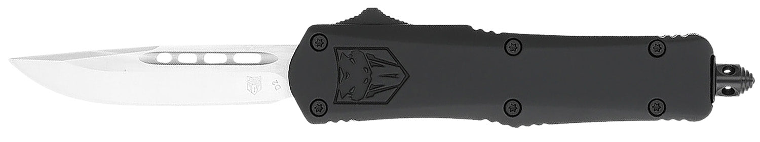CobraTec Knives SBFS3DNS FS-3 Small 2.75" OTF Drop Point Plain D2 Steel Blade, 4.25" Black Aluminum Alloy Handle