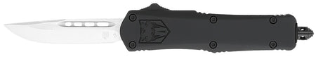 CobraTec Knives SBFS3DNS FS-3 Small 2.75" OTF Drop Point Plain D2 Steel Blade, 4.25" Black Aluminum Alloy Handle