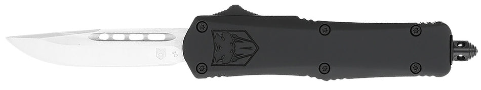 CobraTec Knives SBFS3DNS FS-3 Small 2.75" OTF Drop Point Plain D2 Steel Blade, 4.25" Black Aluminum Alloy Handle