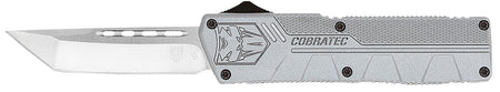 CobraTec Knives GYCTLWTNS Lightweight 3.25" OTF Tanto Plain D2 Steel Blade, 4.25" Gray Aluminum Alloy Handle