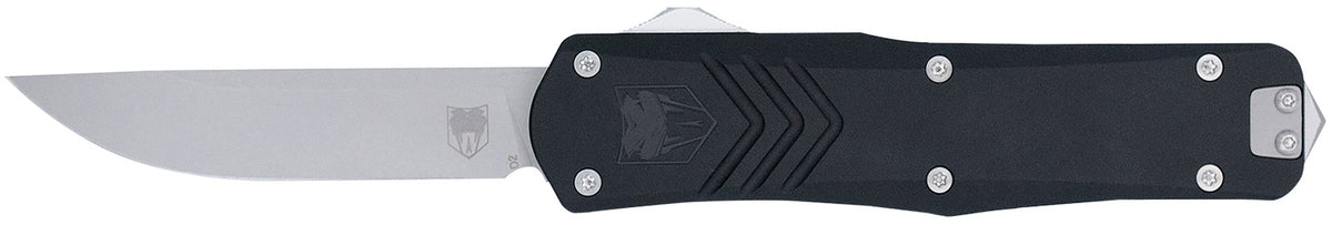 CobraTec Knives MBLKFSXGEN3DNS FS-X Gen III Medium 3" OTF Drop Point Plain Stonewashed D2 Steel Blade, 4.68" Aluminum Handle