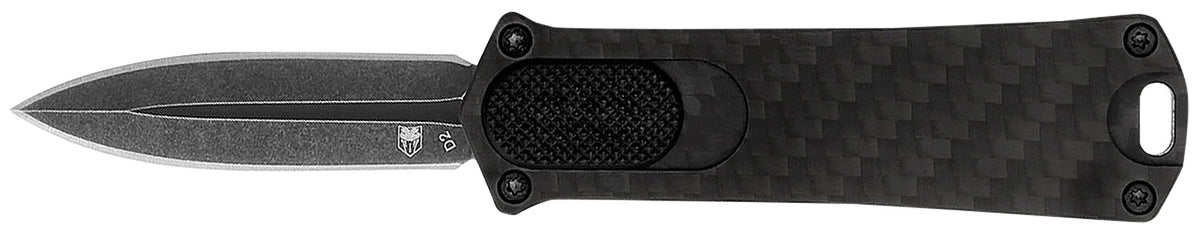 CobraTec Knives 952BLKDAGNS 952 1.75" OTF Dagger Plain Stonewashed D2 Steel Blade, 3" Black Anodized Aluminum Handle