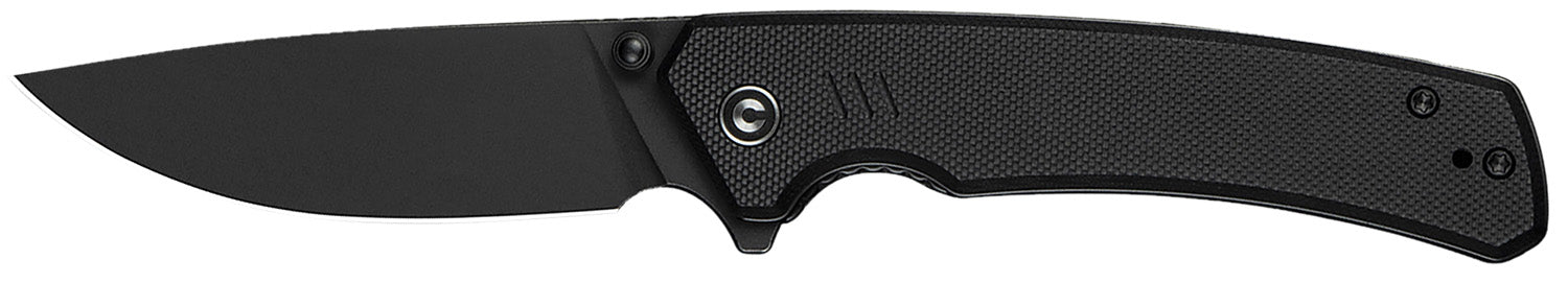 Civivi Knives C24012-1 Merit 3.28" Folding Drop Point Plain Black Stonewashed 14C28N Steel Blade, Black Textured G10 Handle