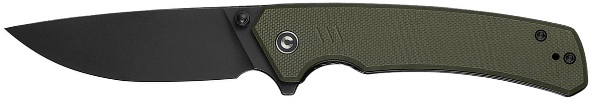 Civivi Knives C24012-2 Merit 3.28" Folding Drop Point Plain Black Stonewashed 14C28N Steel Blade, OD Green Textured G10 Handle