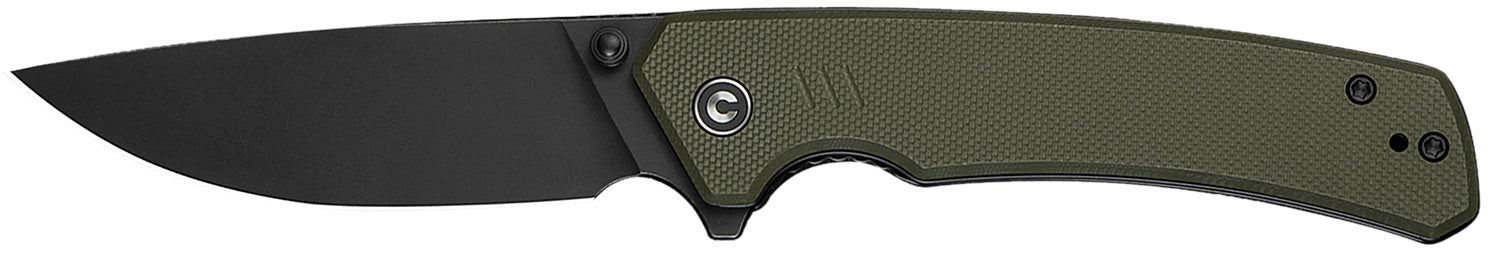 Civivi Knives C24012-2 Merit 3.28" Folding Drop Point Plain Black Stonewashed 14C28N Steel Blade, OD Green Textured G10 Handle
