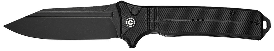 Civivi Knives C23080-1 Neurohaptic EDC 3.74" Folding Clip Point Plain Black Stonewashed Nitro-V Steel Blade, Black Textured G10 Handle