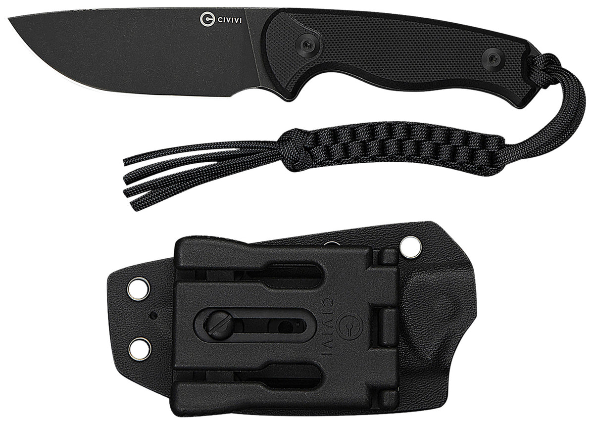 Civivi Knives C23094-1 Timberbark 3.20" Fixed Drop Point Plain Black Stonewashed 14C28N Steel Blade, 3.69" Black Textured G10 Handle