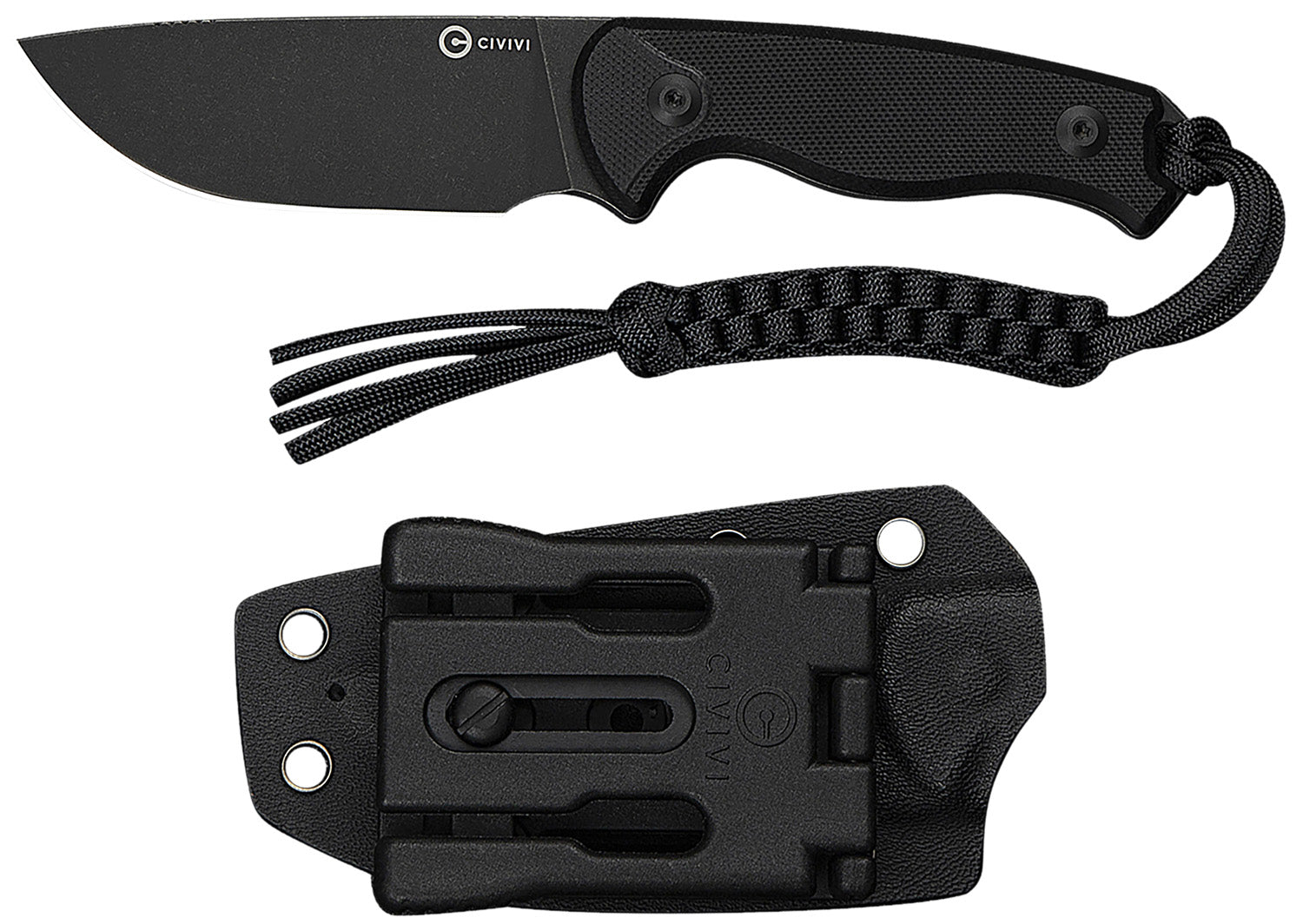Civivi Knives C23094-1 Timberbark 3.20" Fixed Drop Point Plain Black Stonewashed 14C28N Steel Blade, 3.69" Black Textured G10 Handle