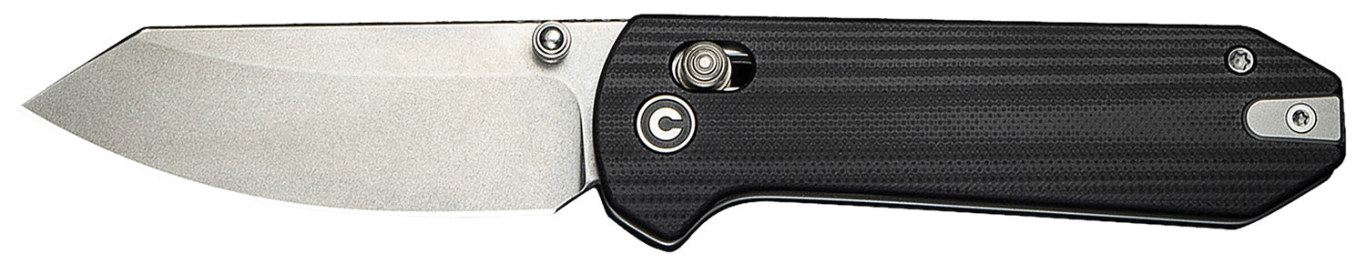 Civivi Knives C23073-1 Yonder 2.88" Folding Spey Point Plain Stonewashed 14C28N Steel Blade, Black Textured G10 Handle