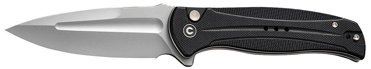 Civivi Knives C23053-3 Incindie 3.48" Folding Spear Point Plain Stonewashed 14C28N Steel Blade, Black Textured G10 Handle
