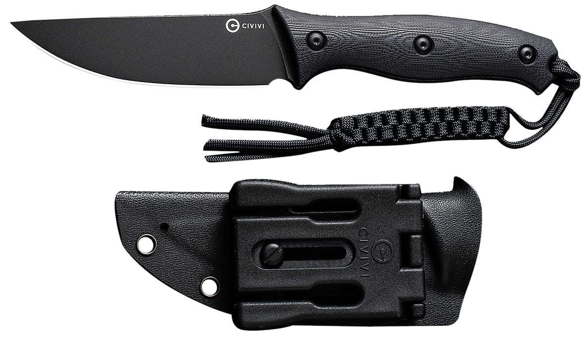 Civivi Knives C23041-1 Stormridge 3.92" Fixed Straight Back Plain Black Stonewashed Nitro-V Steel Blade, Black Textured G10 Handle