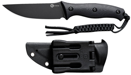 Civivi Knives C23041-1 Stormridge 3.92" Fixed Straight Back Plain Black Stonewashed Nitro-V Steel Blade, Black Textured G10 Handle