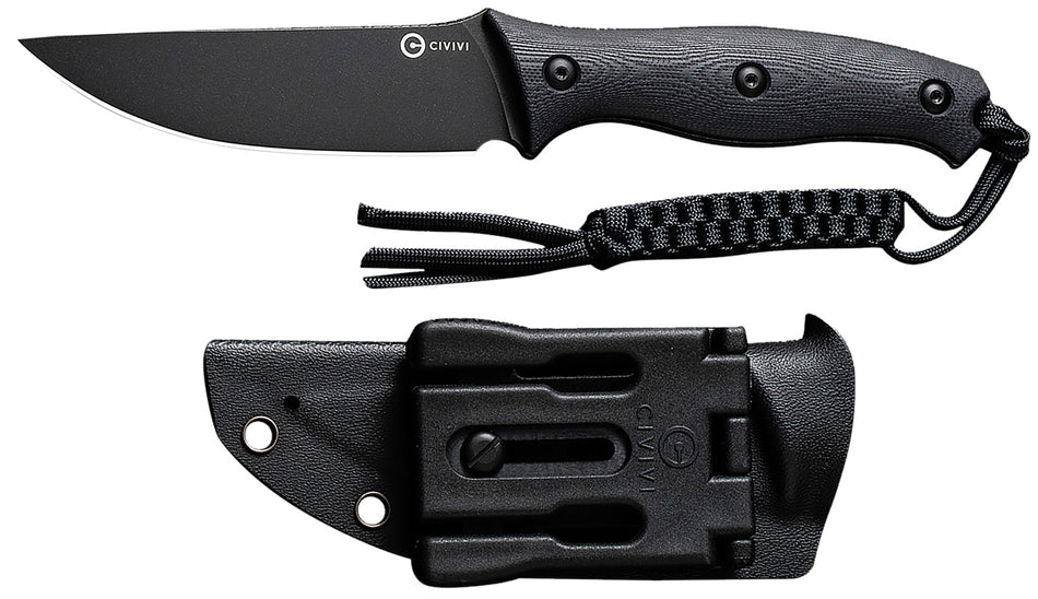 Civivi Knives C23041-1 Stormridge 3.92" Fixed Straight Back Plain Black Stonewashed Nitro-V Steel Blade, Black Textured G10 Handle