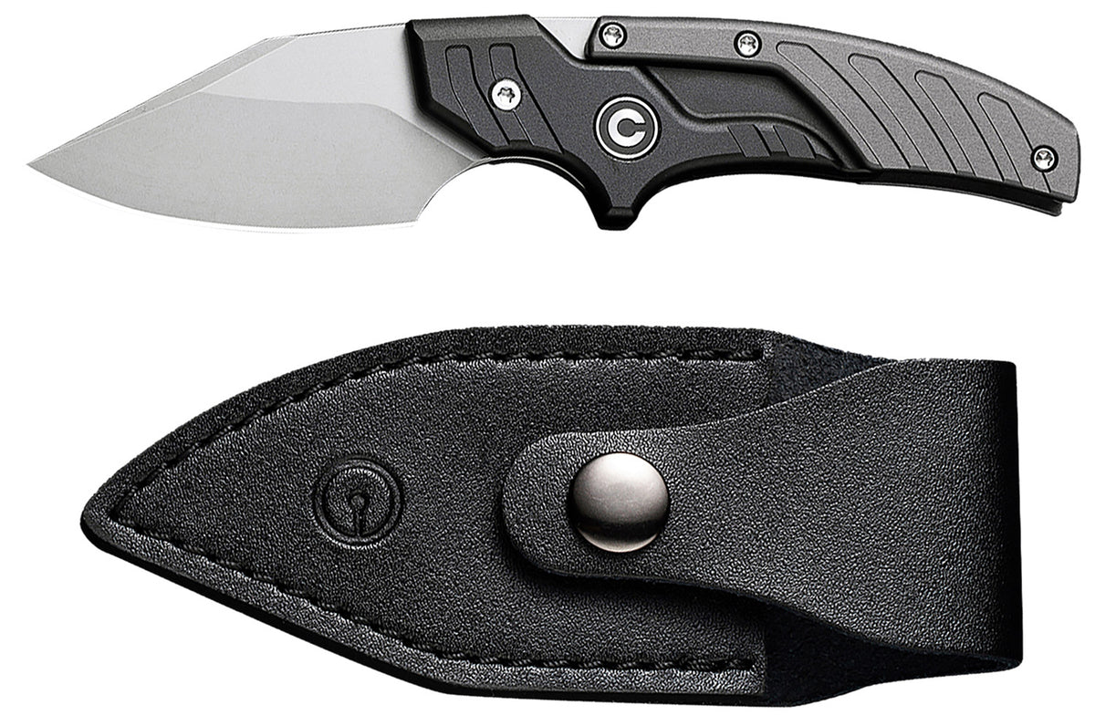 Civivi Knives C21036-3 Typhoeus 2.27" Adjustable Fixed Stonewashed Plain 14C28N Steel Blade, 3.98" Black/Gray Textured Aluminum Handle