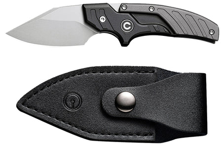 Civivi Knives C21036-3 Typhoeus 2.27" Adjustable Fixed Stonewashed Plain 14C28N Steel Blade, 3.98" Black/Gray Textured Aluminum Handle