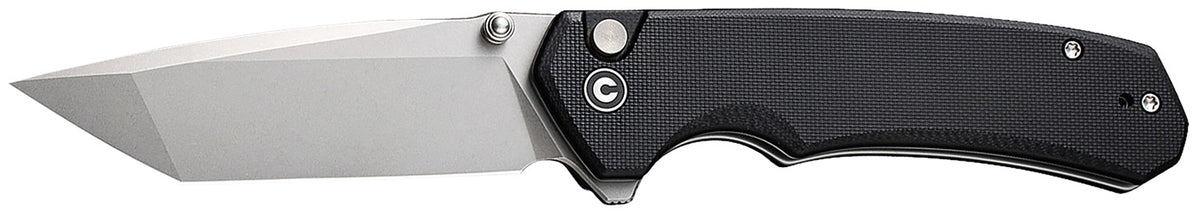 Civivi Knives C19059C-1 Brazen 3.46" Folding Tanto Plain Stonewashed D2 Steel Bladen Black Textured G10 Handle