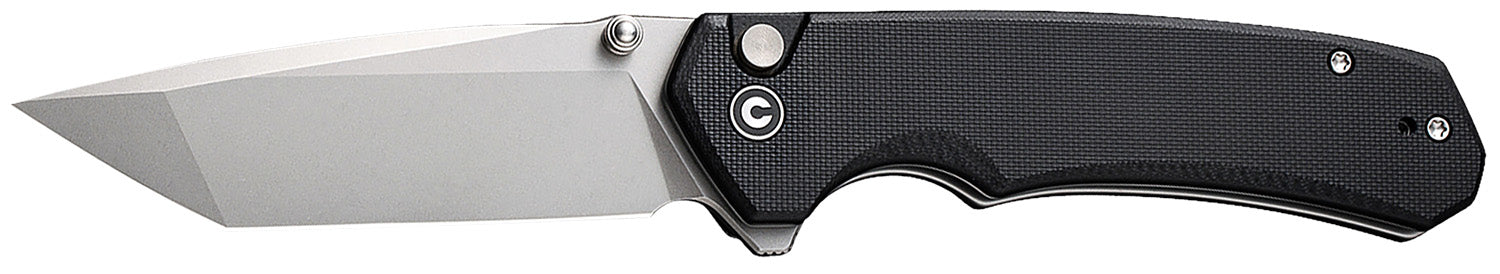 Civivi Knives C19059C-1 Brazen 3.46" Folding Tanto Plain Stonewashed D2 Steel Bladen Black Textured G10 Handle