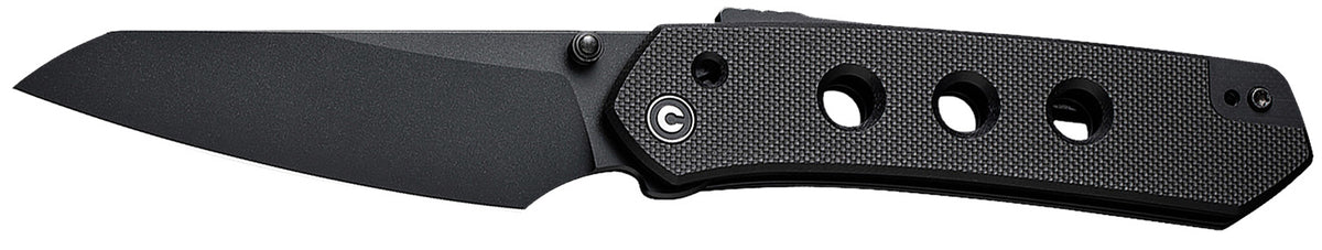 Civivi Knives C22036-1 Vision FG 3.54" Folding Tanto Plain Black Nitro-V Steel Blade, Black Textured G10 Handle