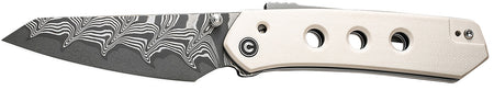 Civivi Knives C22036-DS1 Vision FG 3.54" Folding Reverse Tanto Plain Damascus Blade, Ivory G10 Handle