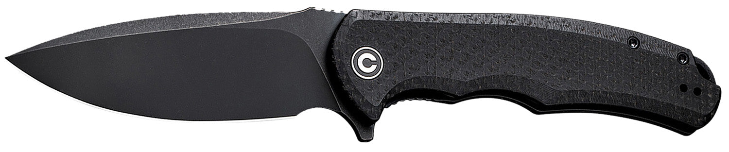 Civivi Knives C803G Praxis 3.75" Folding Plain Black Stonewashed 9Cr18MoV SS Blade, Black Textured Micarta Handle