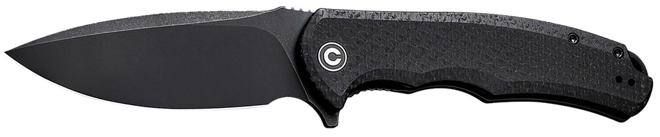 Civivi Knives C803G Praxis 3.75" Folding Plain Black Stonewashed 9Cr18MoV SS Blade, Black Textured Micarta Handle