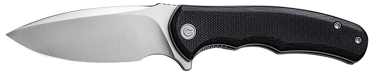 Civivi Knives C18026C-2 Praxis Mini 2.98" Folding Drop Point Plain Satin D2 Steel Blade, Black Textured G10 Handle