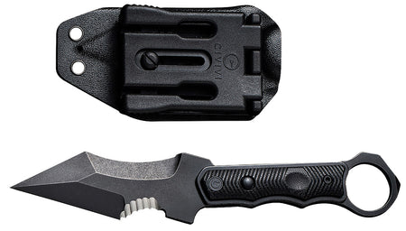 Civivi Knives C20037B-1 Orthrus 3.76" Fixed Karambit/Straight Black Stonewashed Nitro-V Steel Blade, 4.30" Black w/Finger Ring G10 Handle