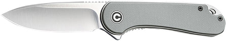 Civivi Knives C907B Elementum 2.96" Folding Tanto Plain Black Stonewashed D2 Steel Blade, 4.03" Gray Textured Micarta Handle