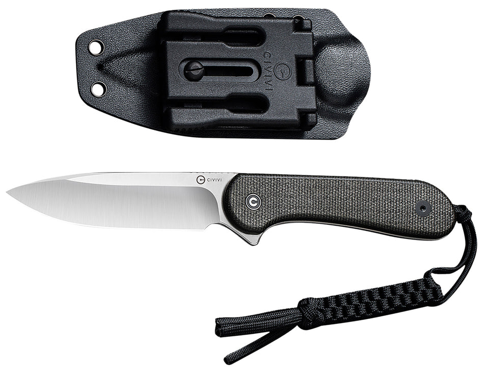 Civivi Knives C2105B Elementum 3.98" Fixed Plain Satin D2 Steel Blade, 4.50" Dark Green Micarta Handle