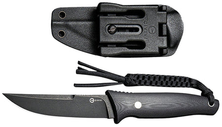 Civivi Knives C19046-3 Tamashii 4.07" Fixed Straight Back Plain Black Stonewashed D2 Steel Blade, 4.73" Black Textured G10 Handle